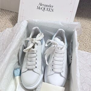 Alexander McQueen Women's White Lace-Up Sneakers